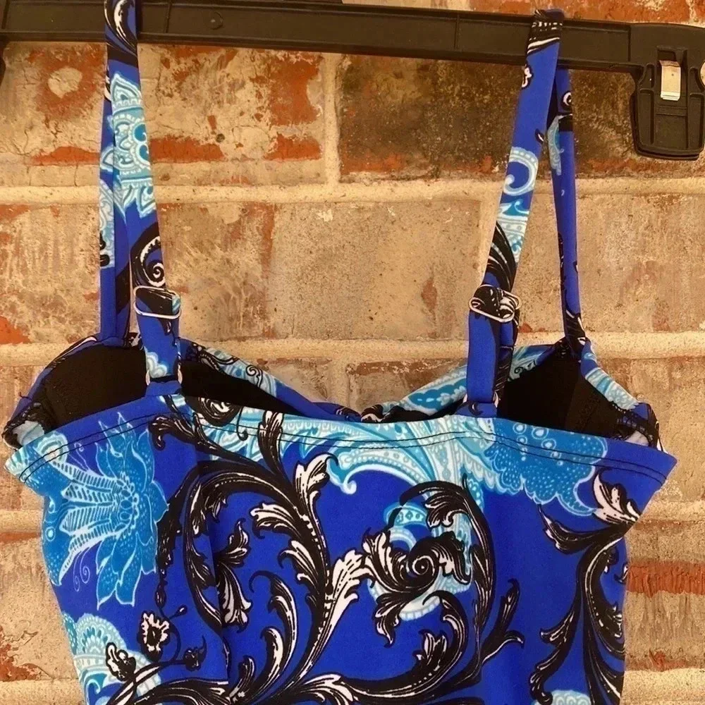Robby‎ Len Blue Paisley Shirred One Piece Swim Suit
